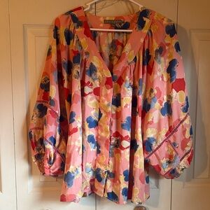 Sharagano Multicolor Floral Blouse